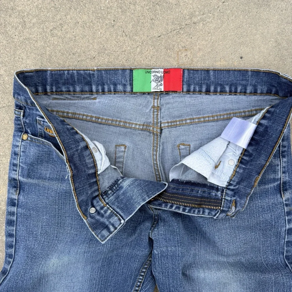 Y2K Unicorno Uomo‎ Italia Jeans Mens 34x30 Blue Denim Straight Leg Made in Italy